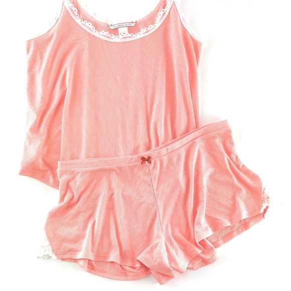 Victoria's Secret Other - Victoria's Secret Ribbed Cami Tank & Shorts Pajama